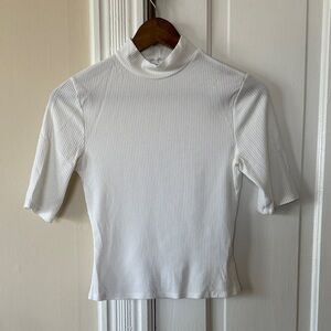 Reformation White Short Sleeve Turtleneck